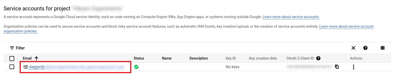 List Google Cloud service accounts