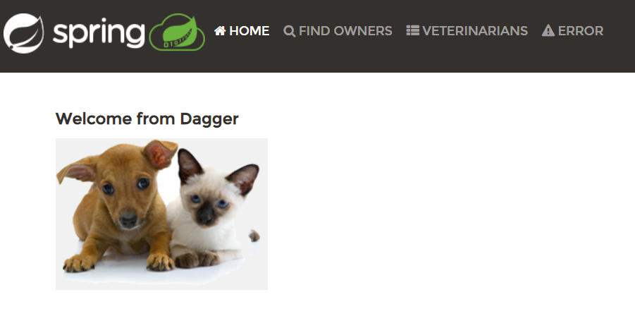 Application welcome page