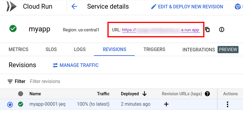 View Google Cloud Run service details
